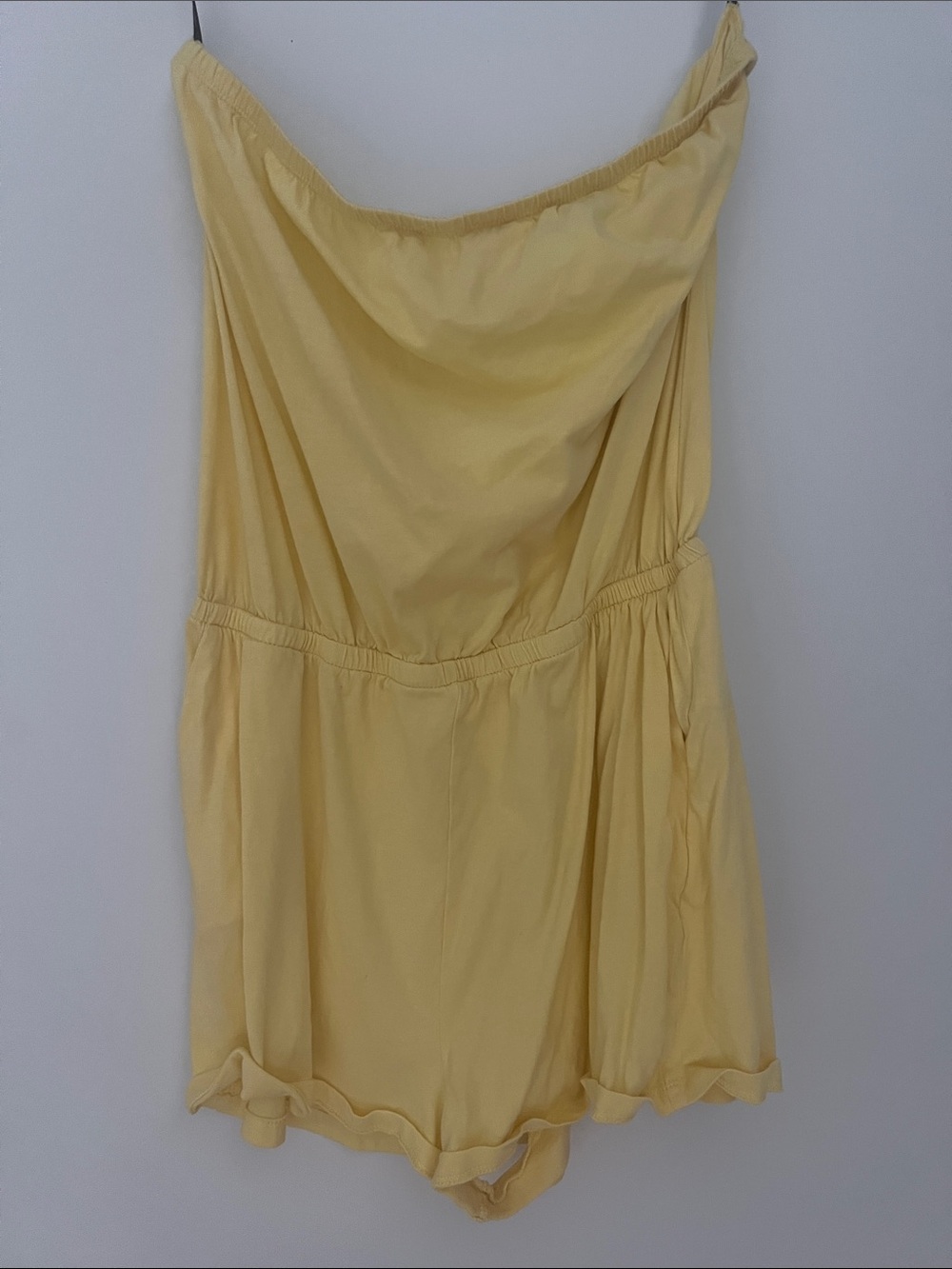 Women's Yellow Strapless Summer Romper